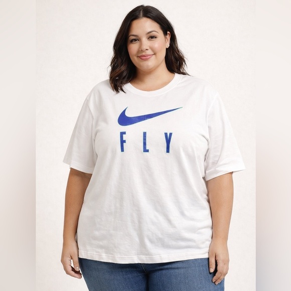 Nike Tops - New Women’s Nike Dri-fit XXL Shirt Check Logo Workout White Top 2X Loose